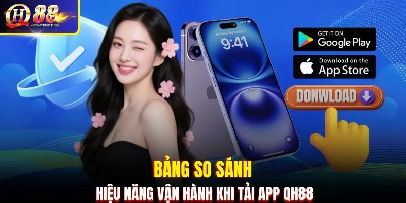 Bảng so sánh hiệu năng vận hành khi tải app QH88